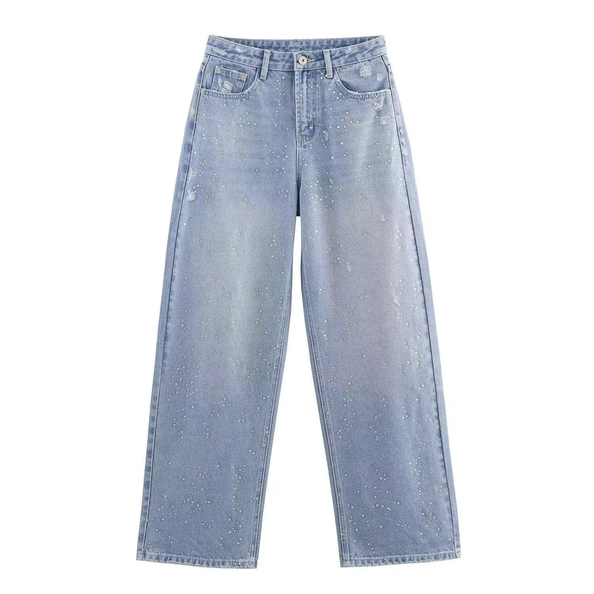 Pearl-Detalje Baggy Jeans