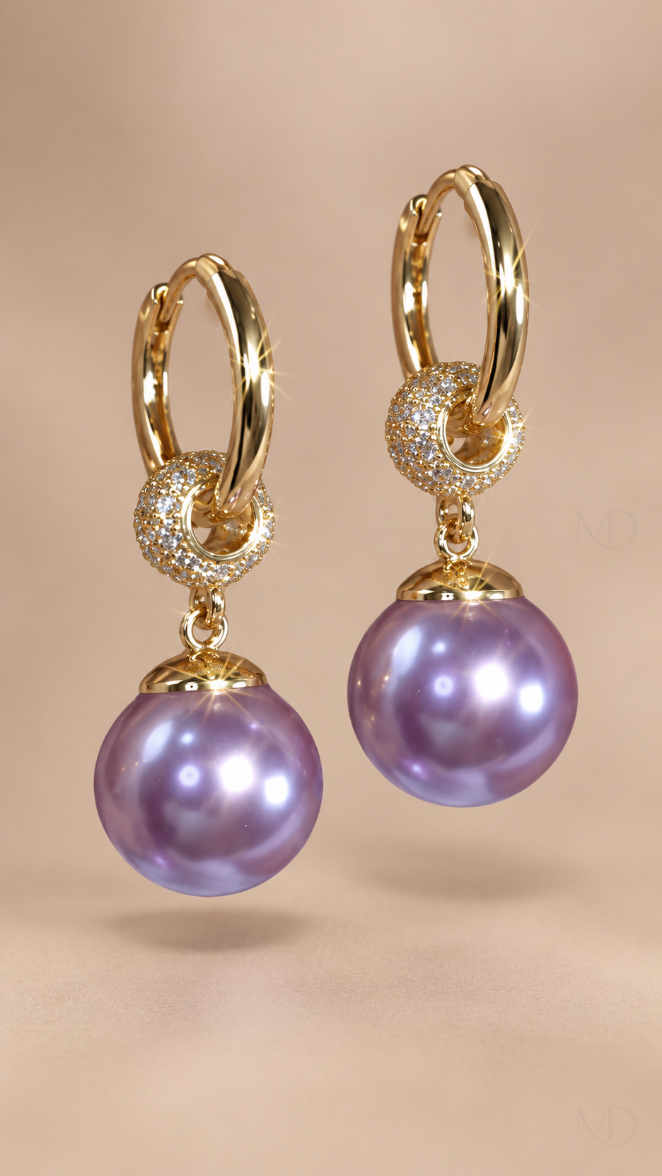 Perle Pearl Drop Earrings - Purple product close-up