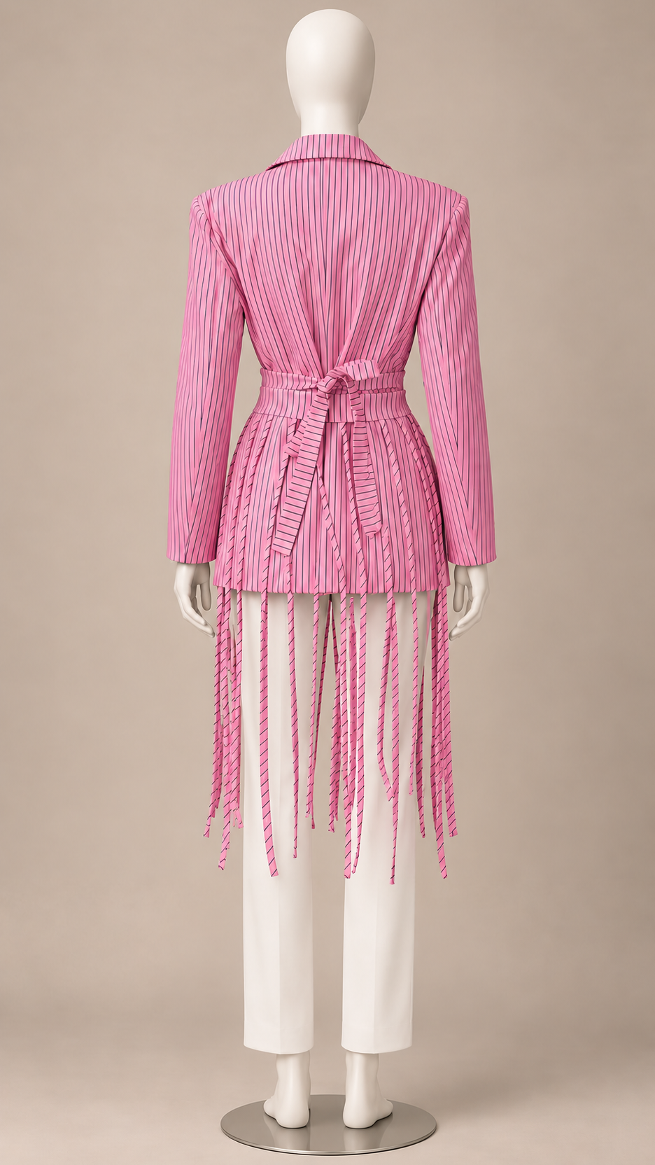 Solenne Tassel-Tie Blazer — Pink mannequin back