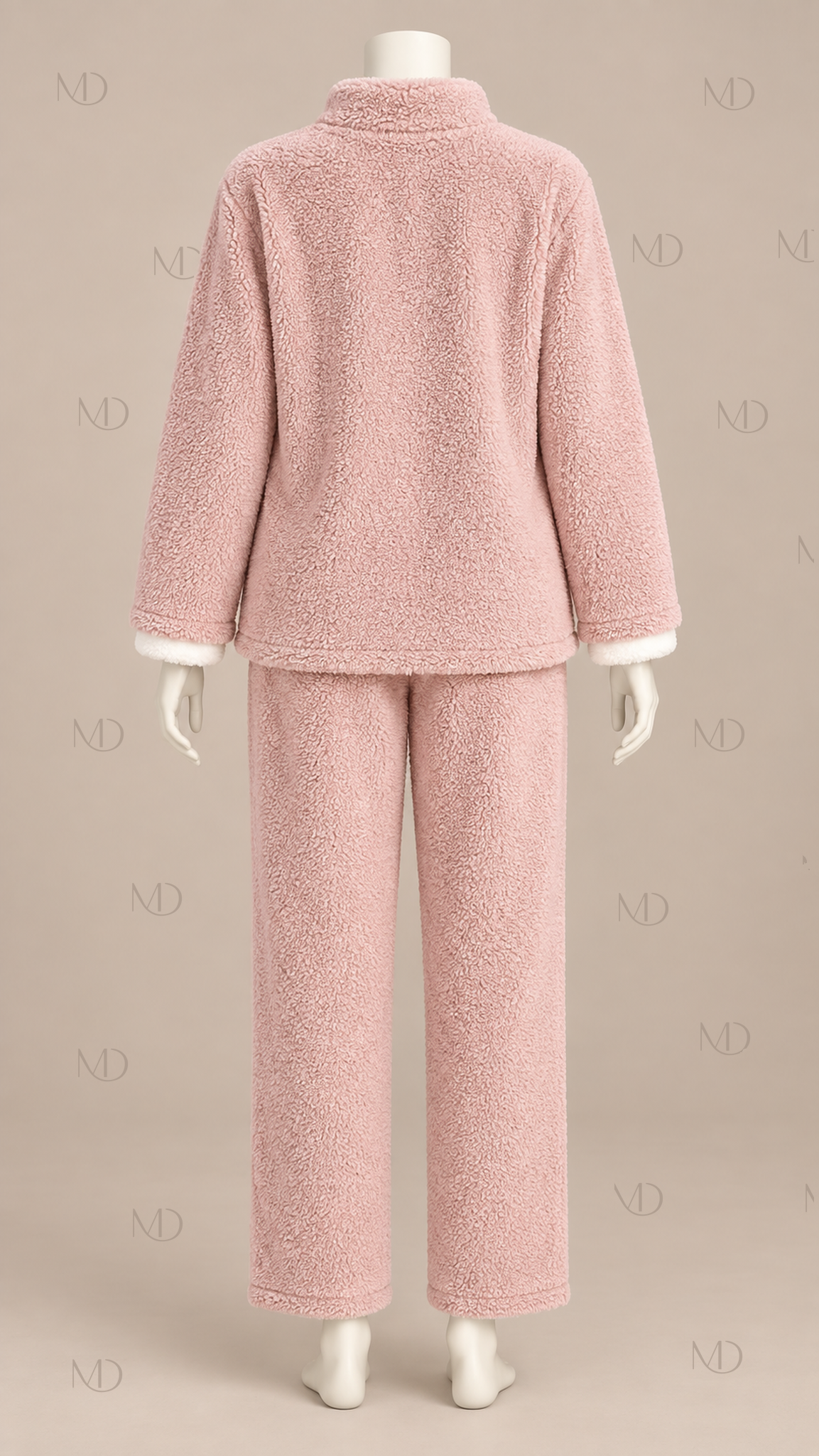 Wren Fleece Cardigan Pajama Set — Pink mannequin back