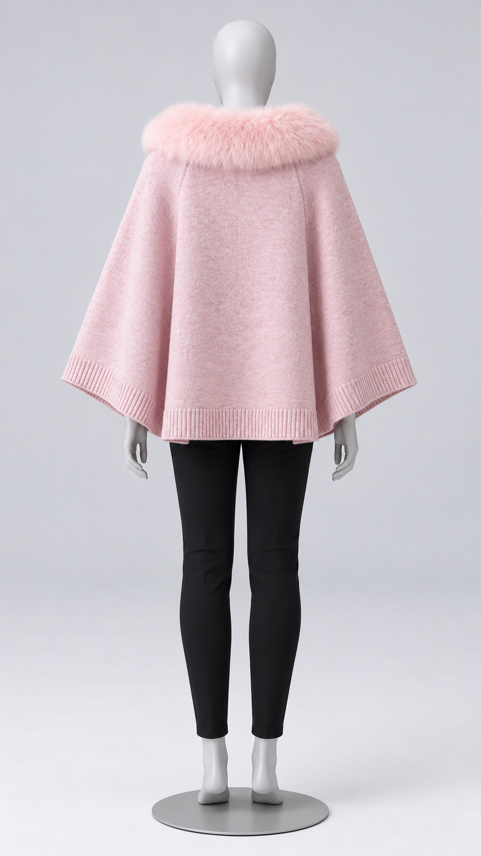 Zelie Pom-Pom Cape — Pink mannequin back