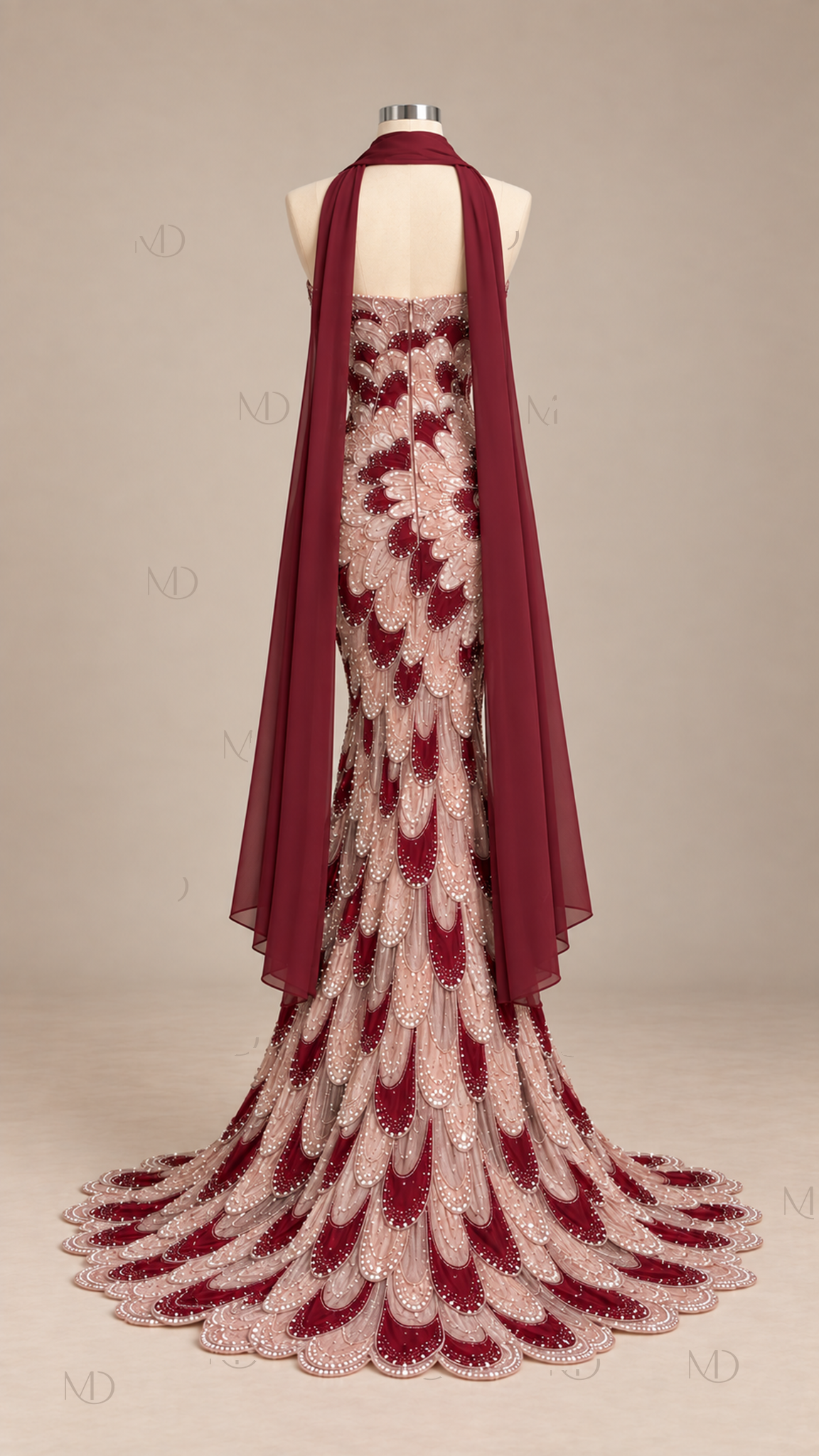 Isadora Sequin Mermaid Gown — Pink mannequin back