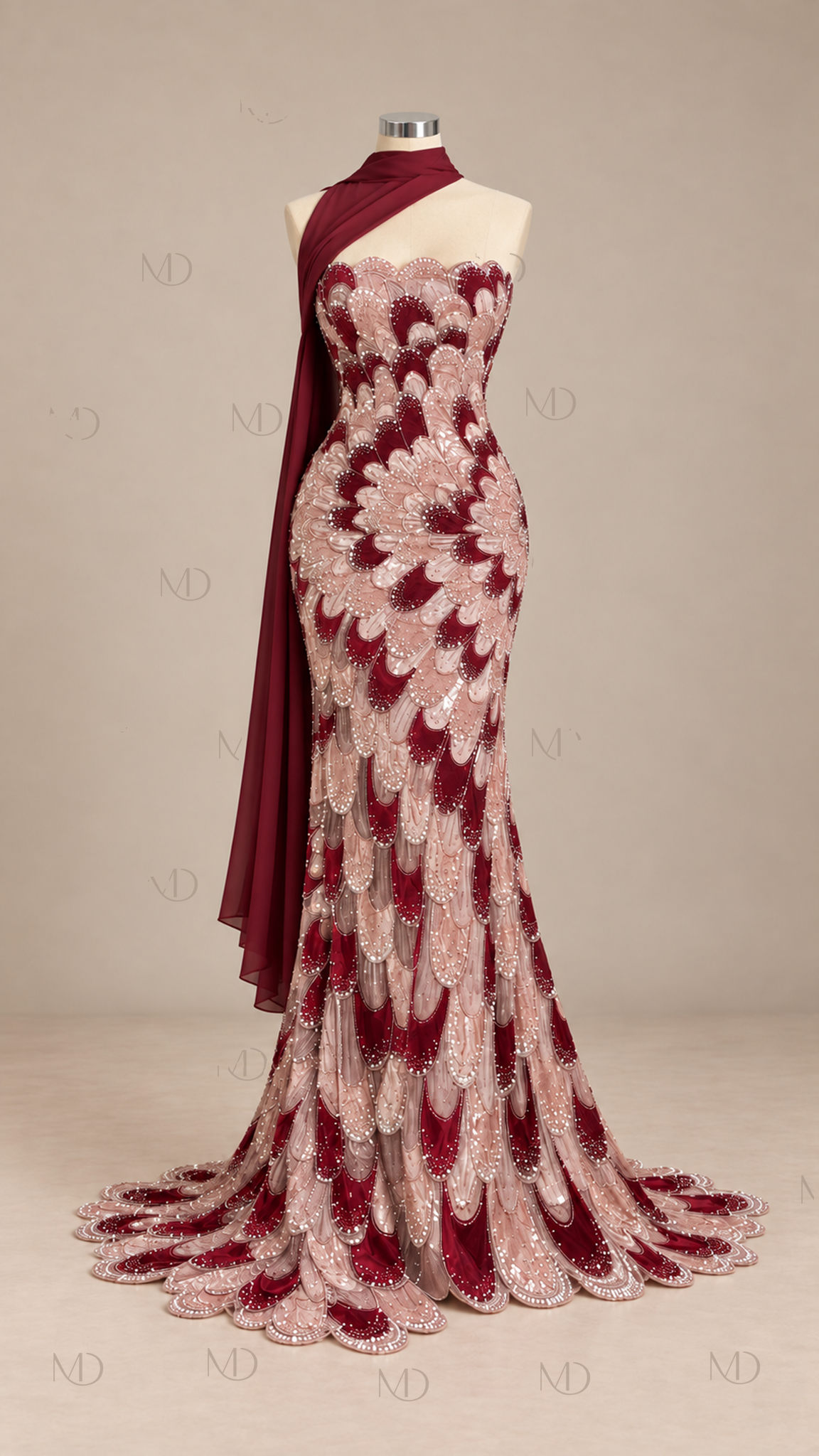 Isadora Sequin Mermaid Gown — Pink mannequin front
