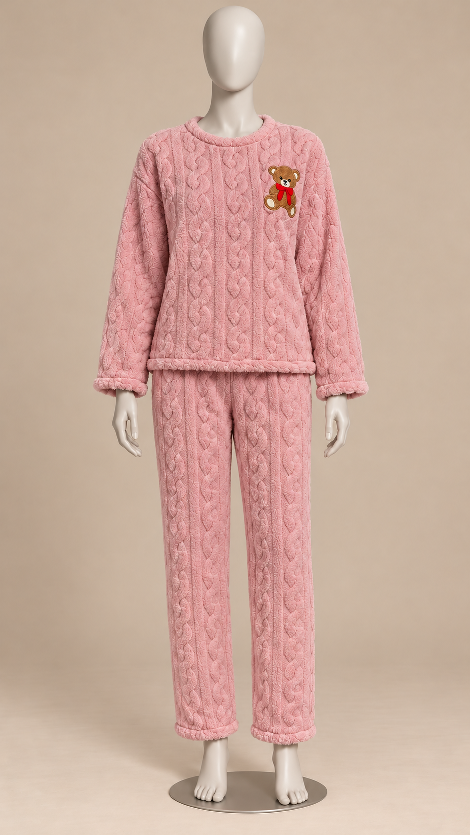 Philippa Bear-Patch Set — Pink mannequin front