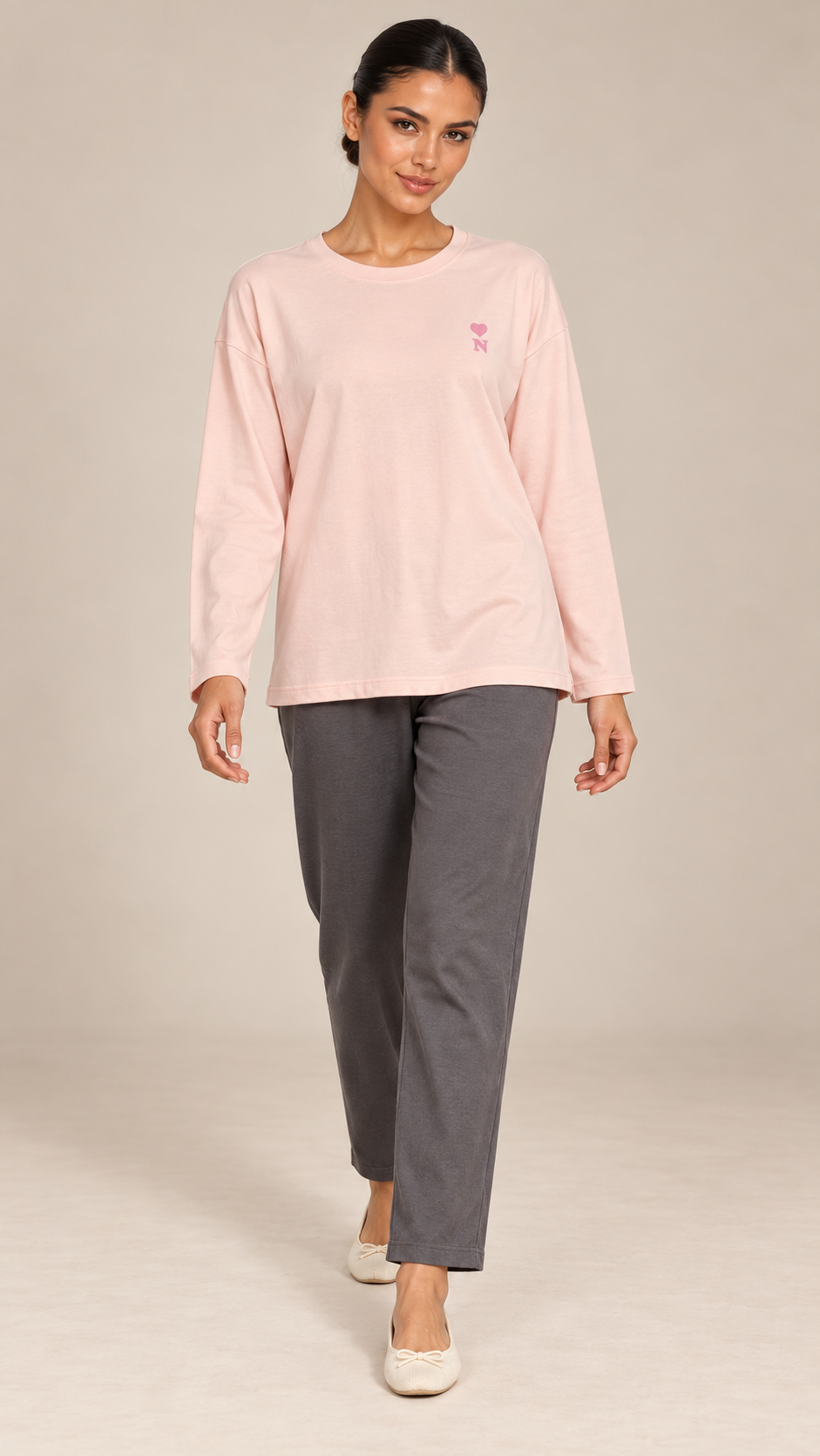 Rosemary Bra-Lined Pajama Set — Pink model front