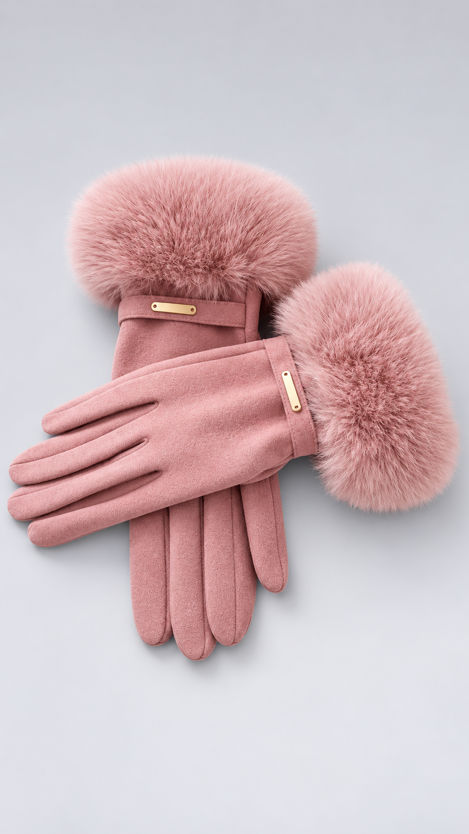Albertine Plush-Cuff Gloves — Pink product only