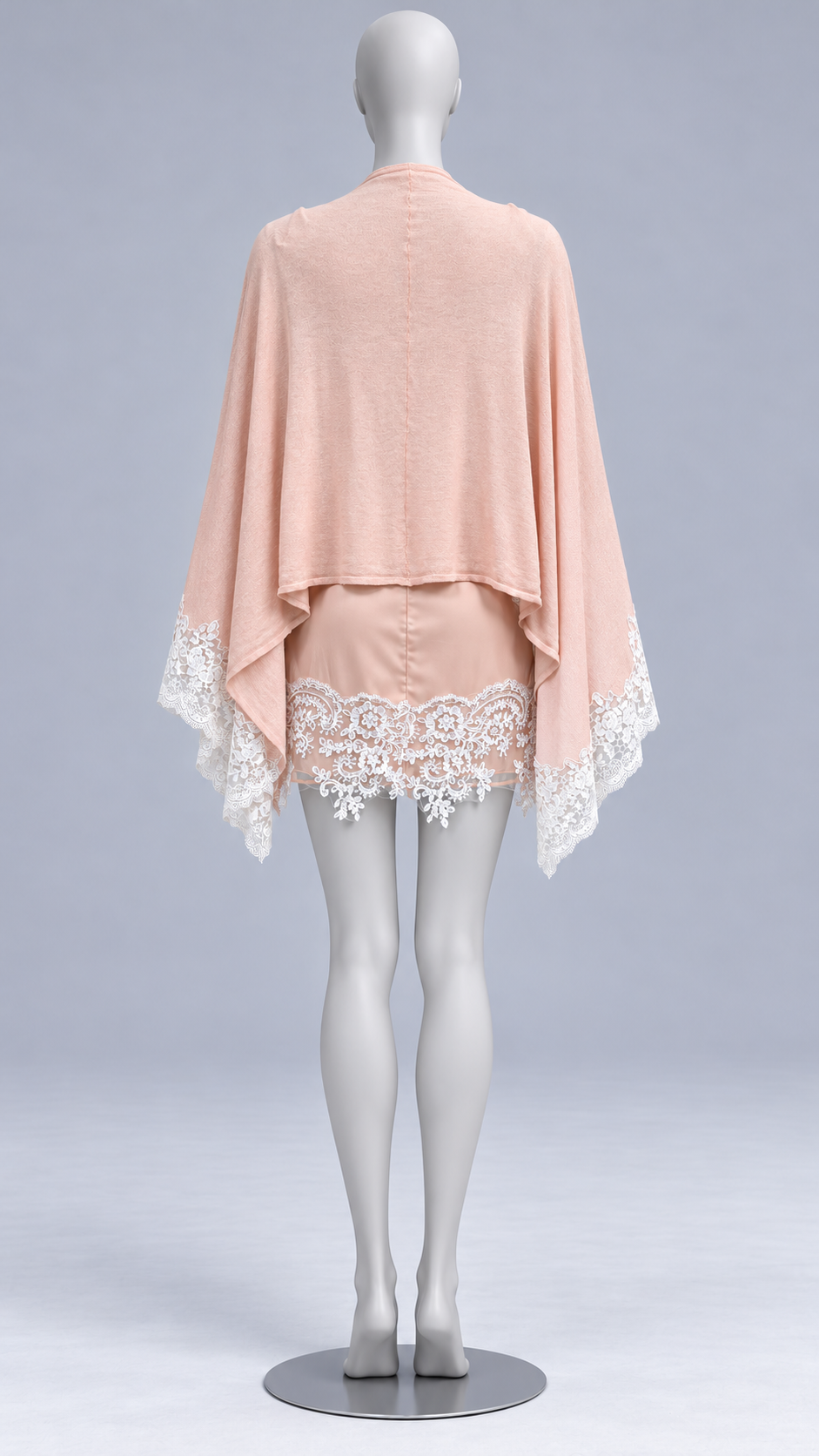 Fleurette Applique Corset Mini — Pink shawl mannequin back