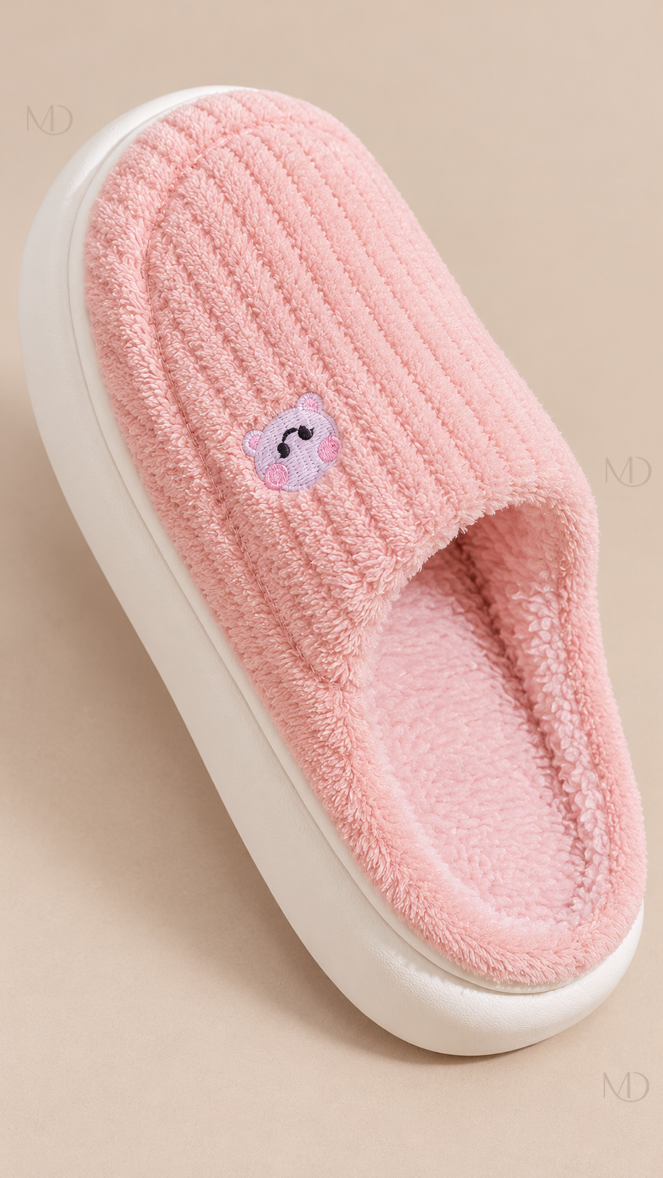 Mirren Corduroy Slippers — Pink shoe detail