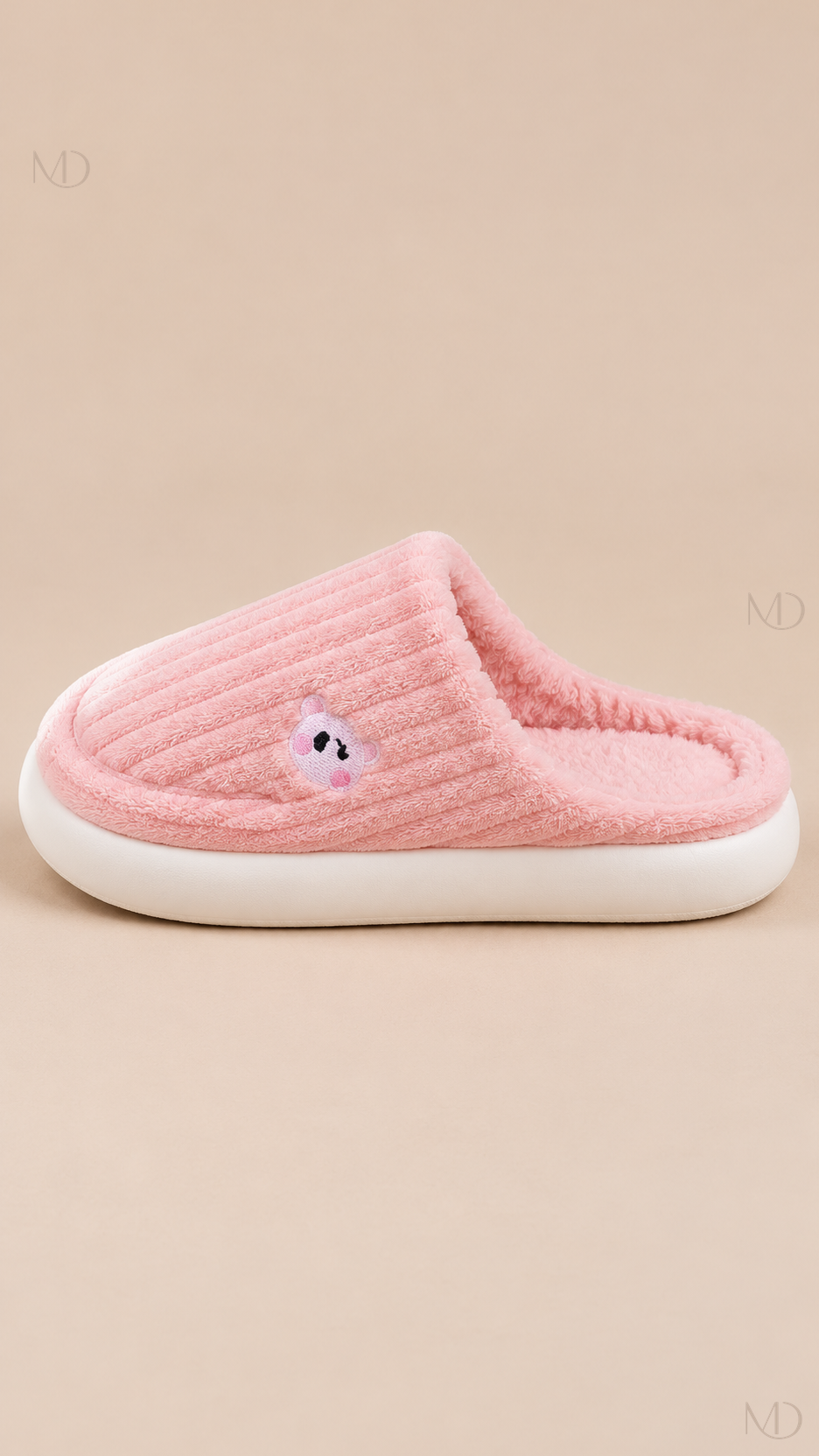 Mirren Corduroy Slippers — Pink shoe side