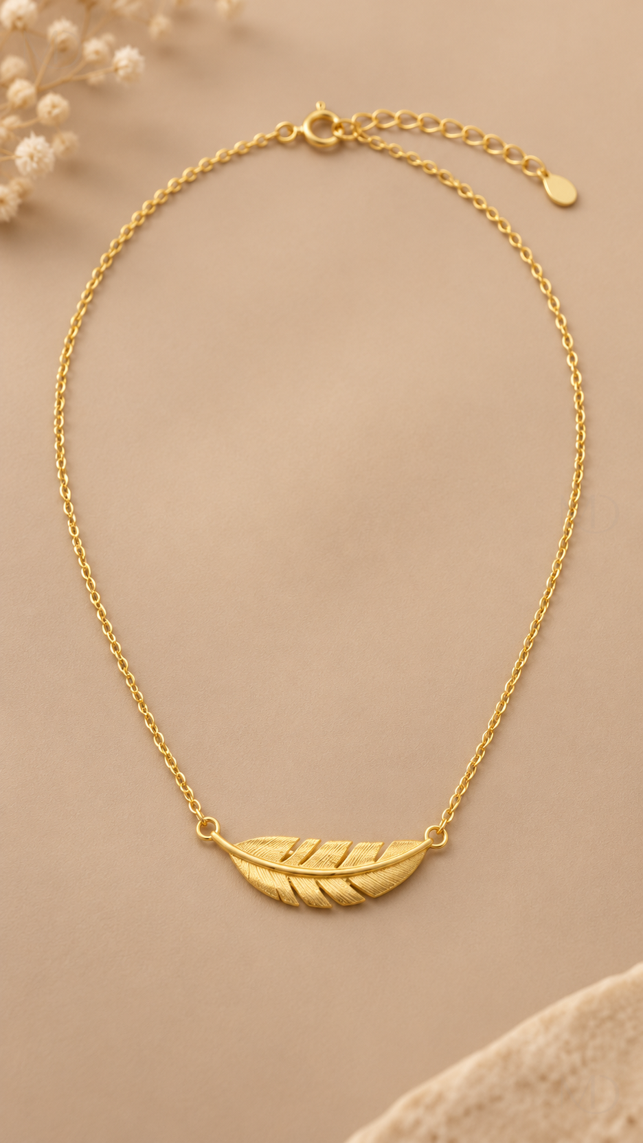 Plume Feather Clavicle Chain - Gold product close-up