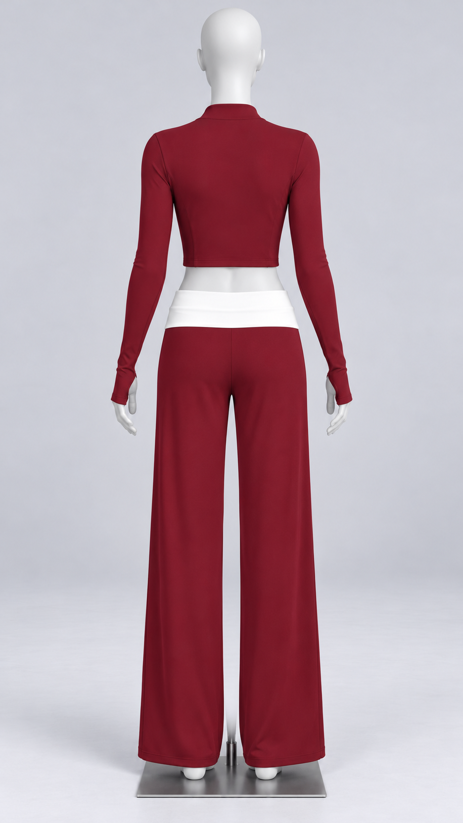 Odessa Colorblock Yoga Set — Pomegranate red mannequin back