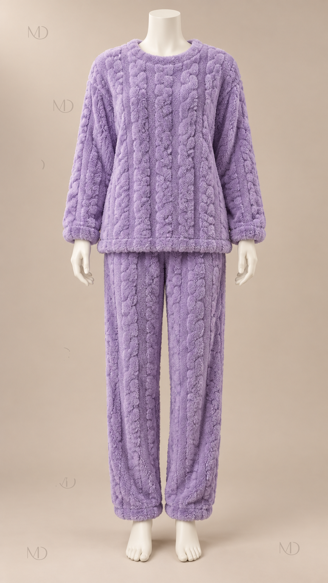 Nova Fleece Pajama Set — Purple mannequin front
