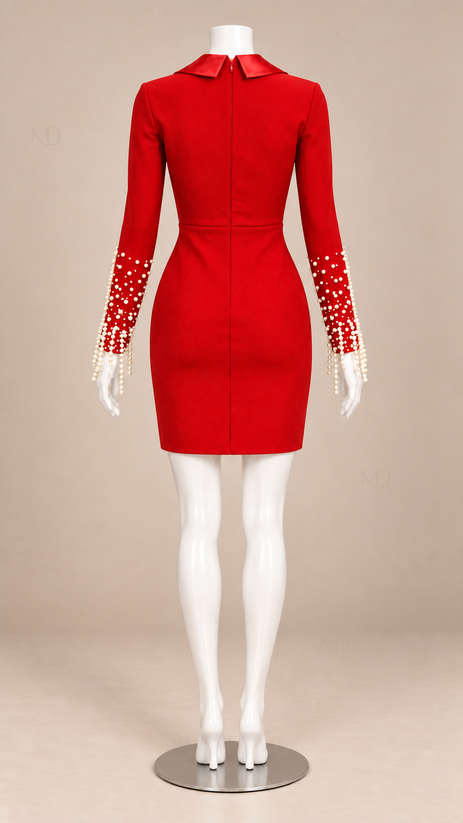 Delphine Pearl Blazer Mini Dress — Red mannequin back