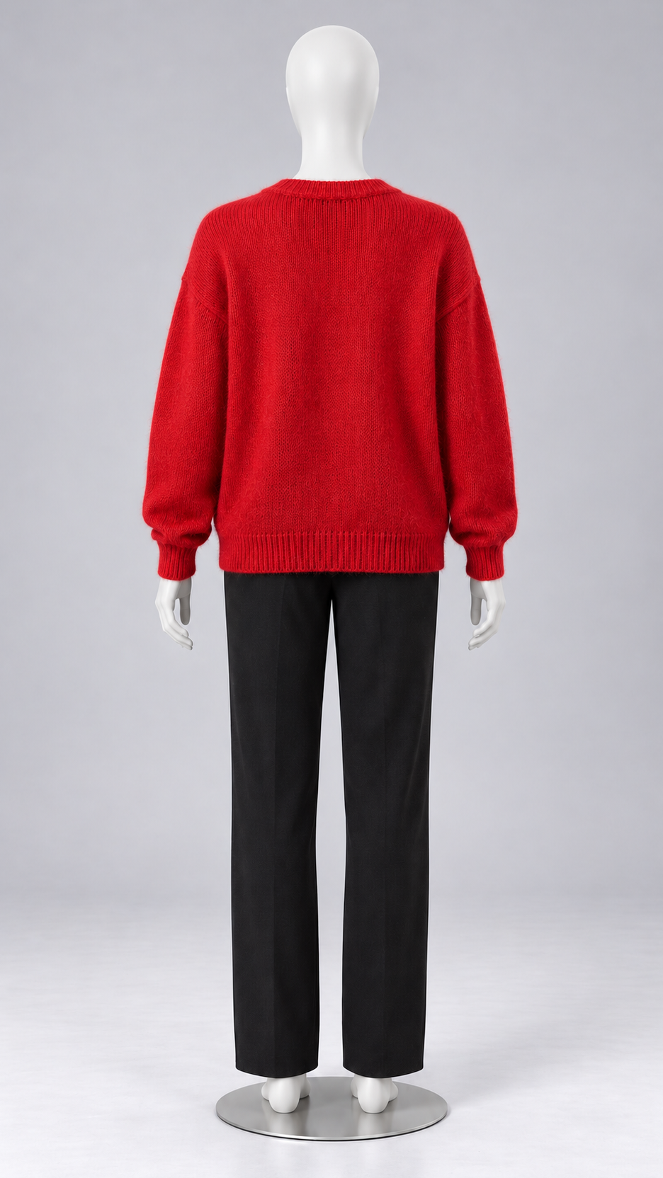 Celestine Shell-Button Cardigan — Red mannequin back