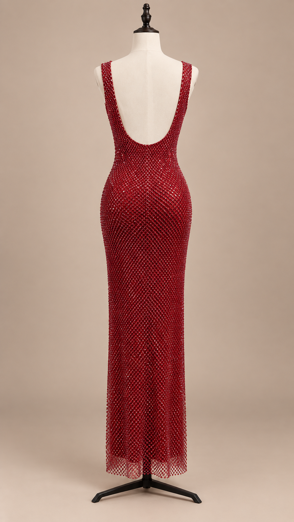 Lenore Rhinestone Maxi — Red mannequin back