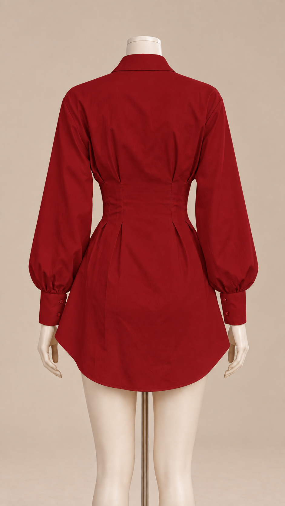 Rowan Corset Shirt Dress — Red mannequin back