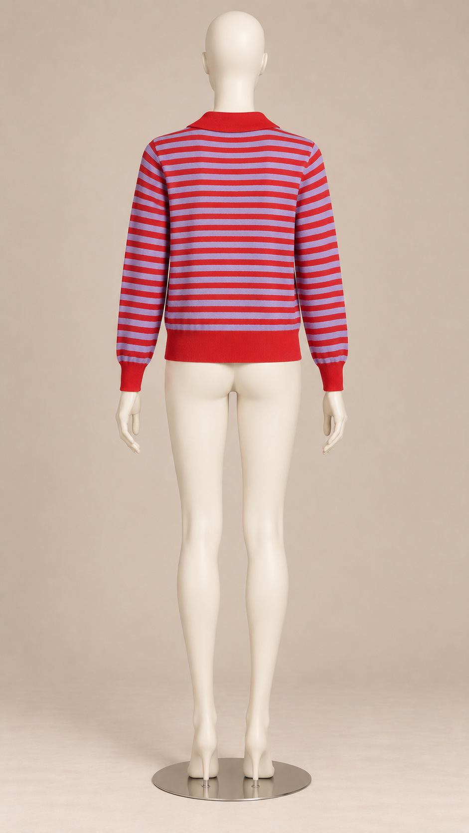 Arlette Striped Polo — Red mannequin back