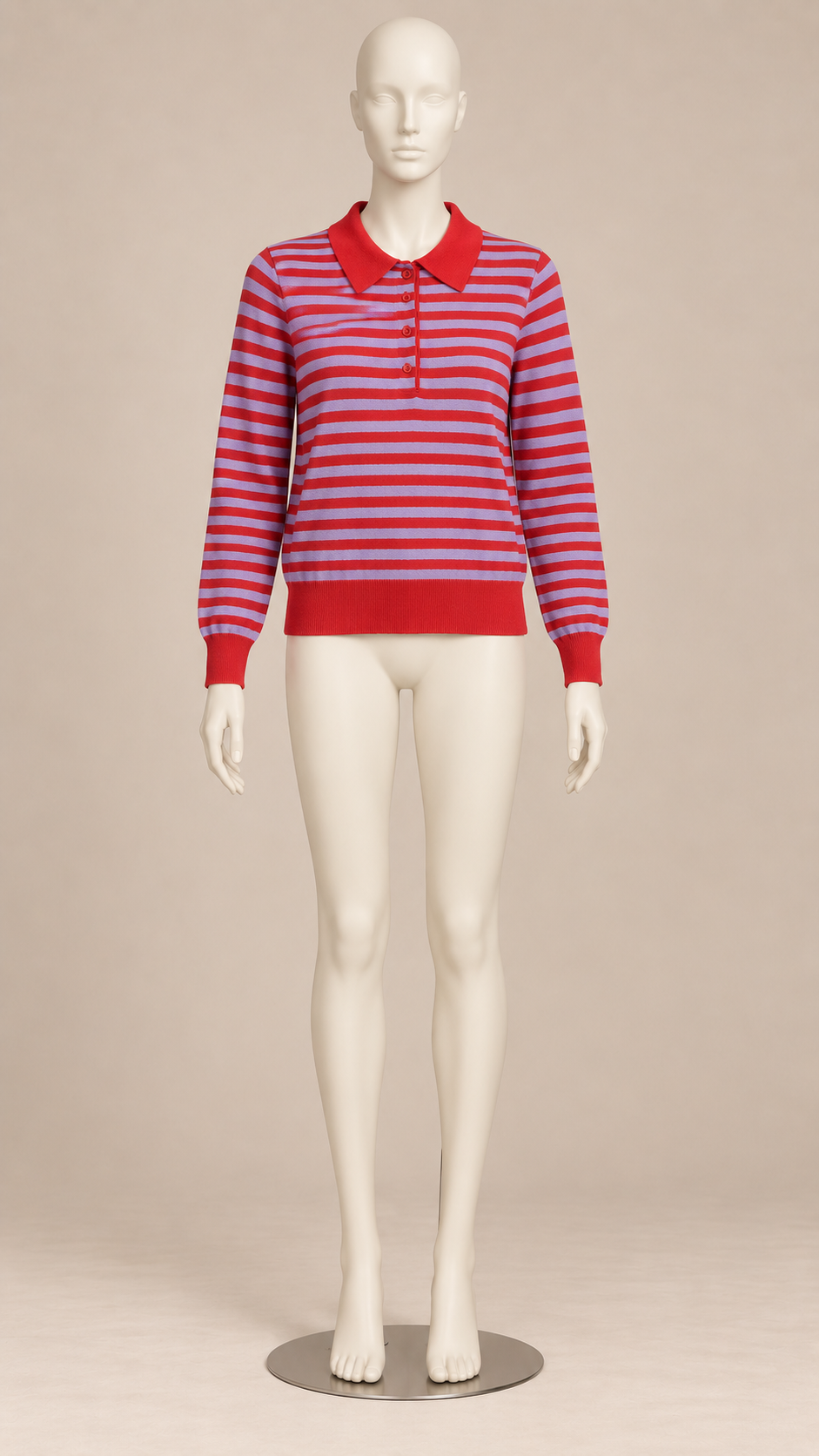 Arlette Striped Polo — Red mannequin front