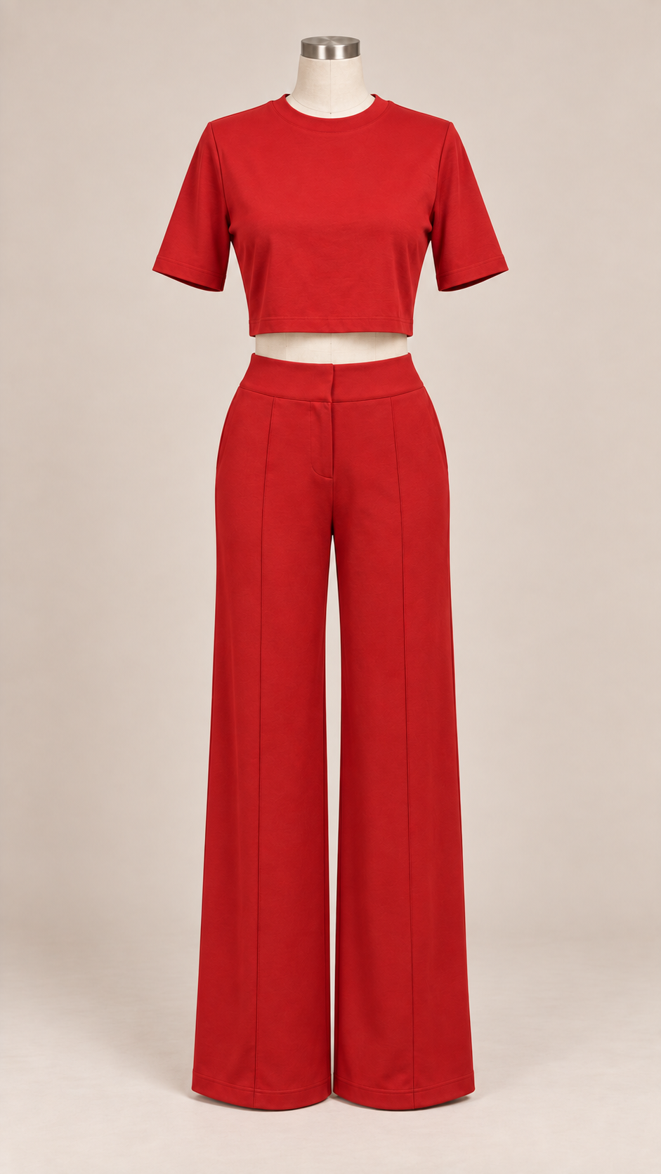 Noelle Cropped Tee Set — Red mannequin front