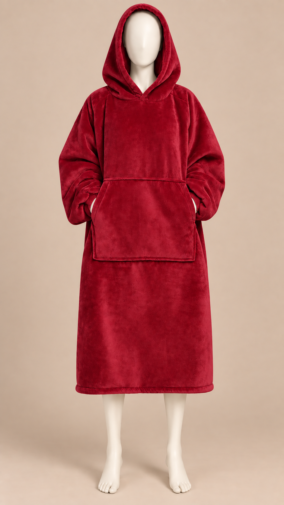 Maren Blanket Hoodie — Red mannequin front