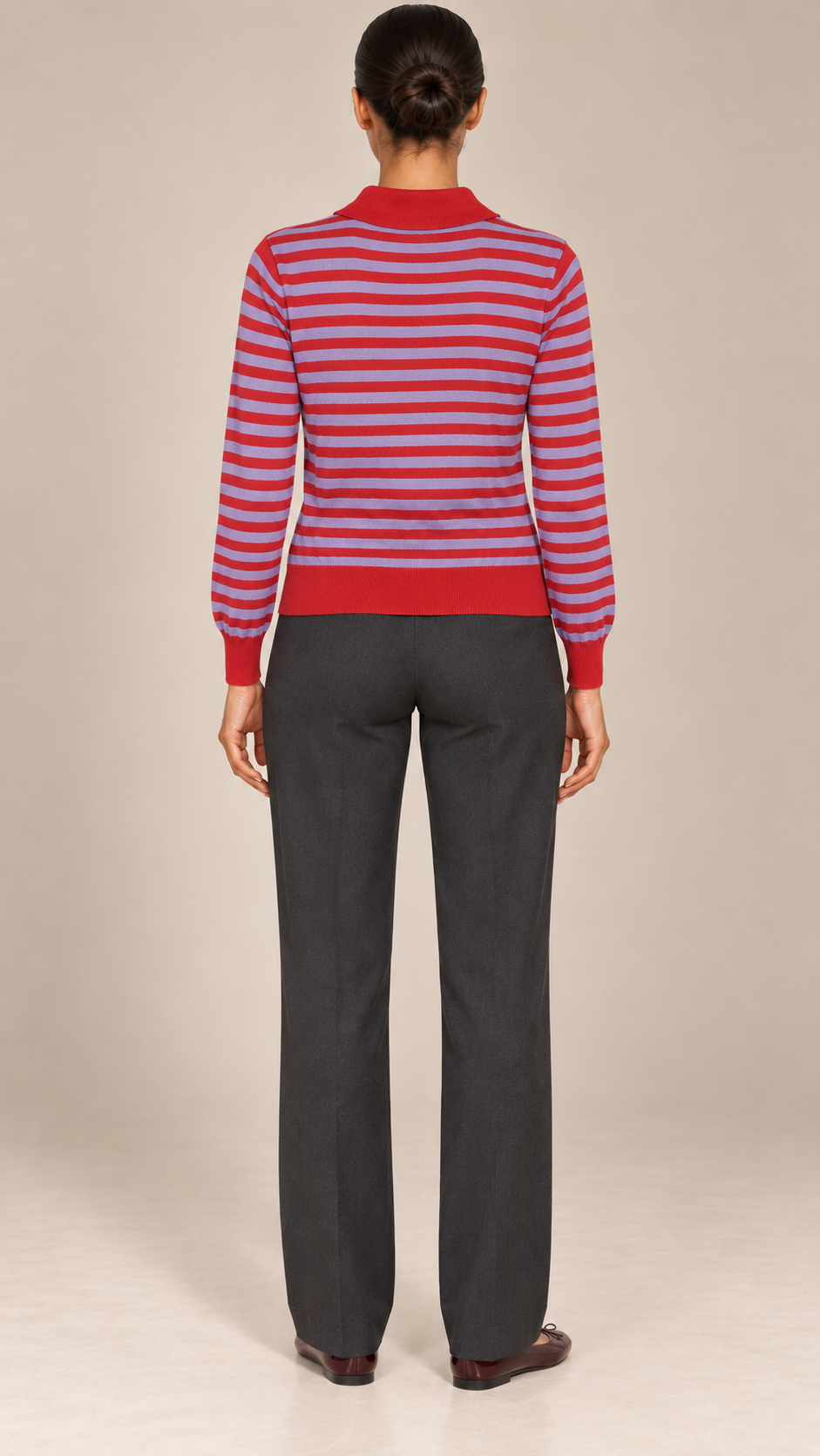 Arlette Striped Polo — Red model back