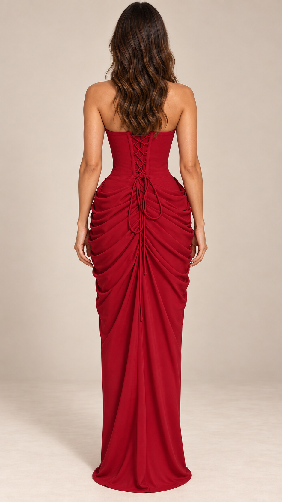 Sabine Draped Maxi — Red model back