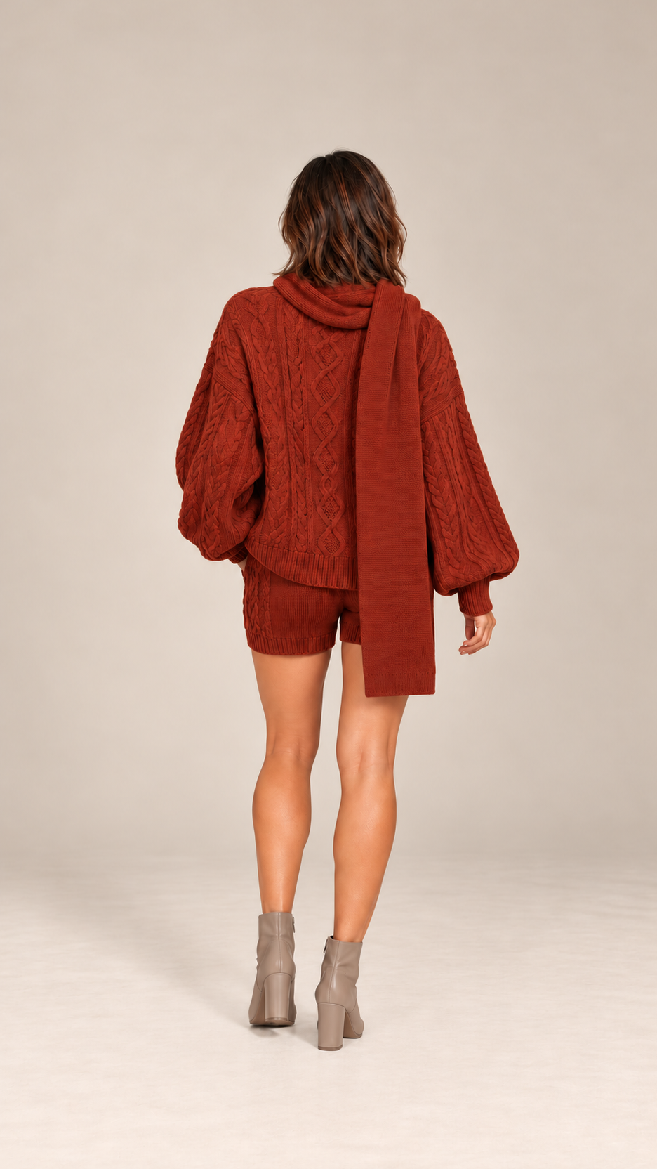 Ardith Cable-Knit Set — Red model back