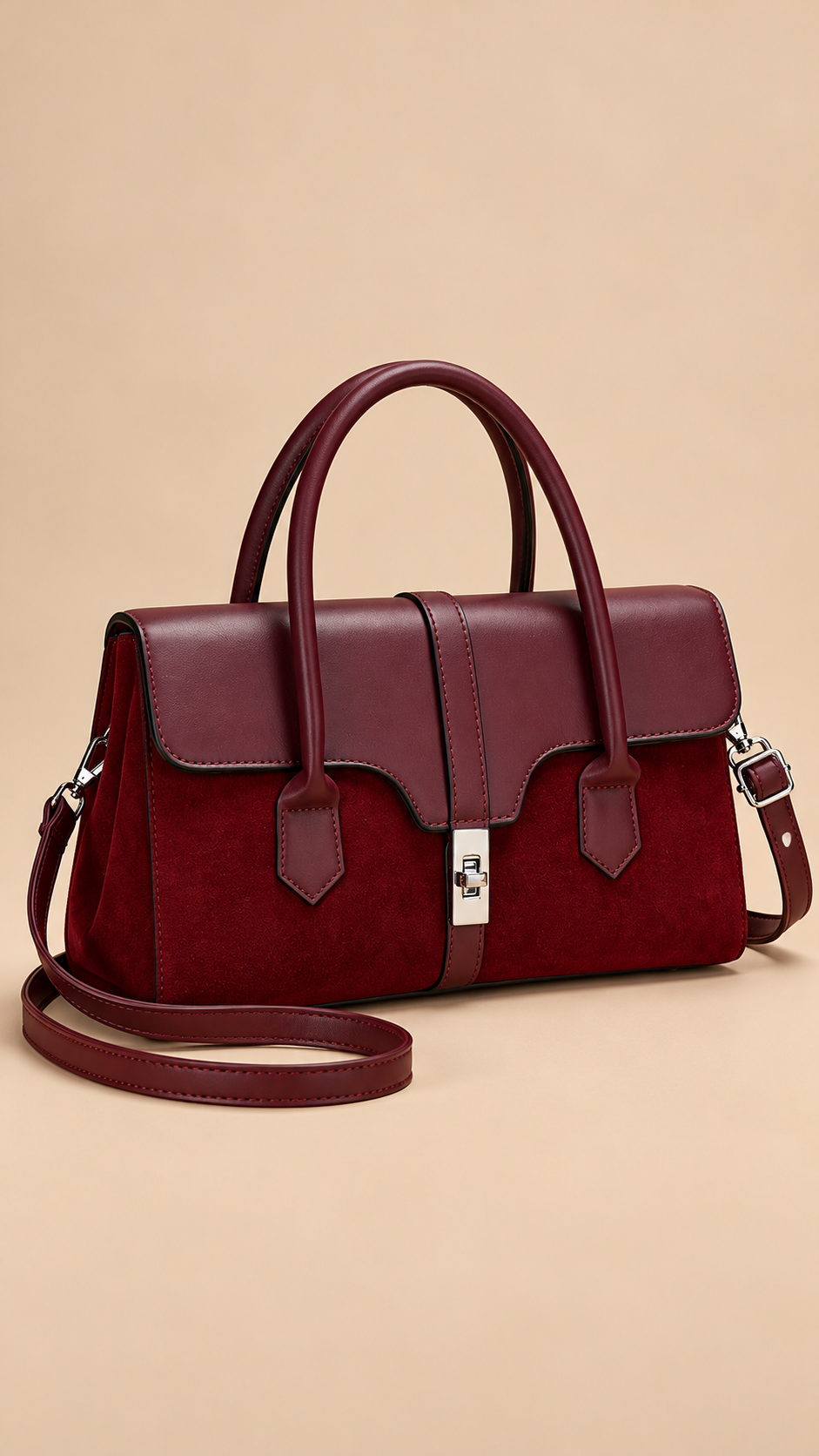 Verena Turn-Lock Satchel — Red product closed