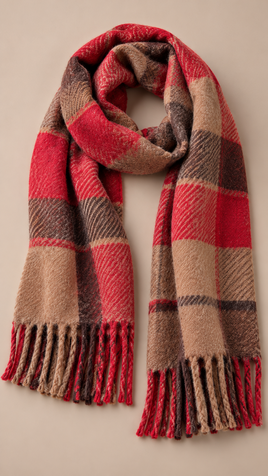 Elvira Tartan Scarf — Red product only