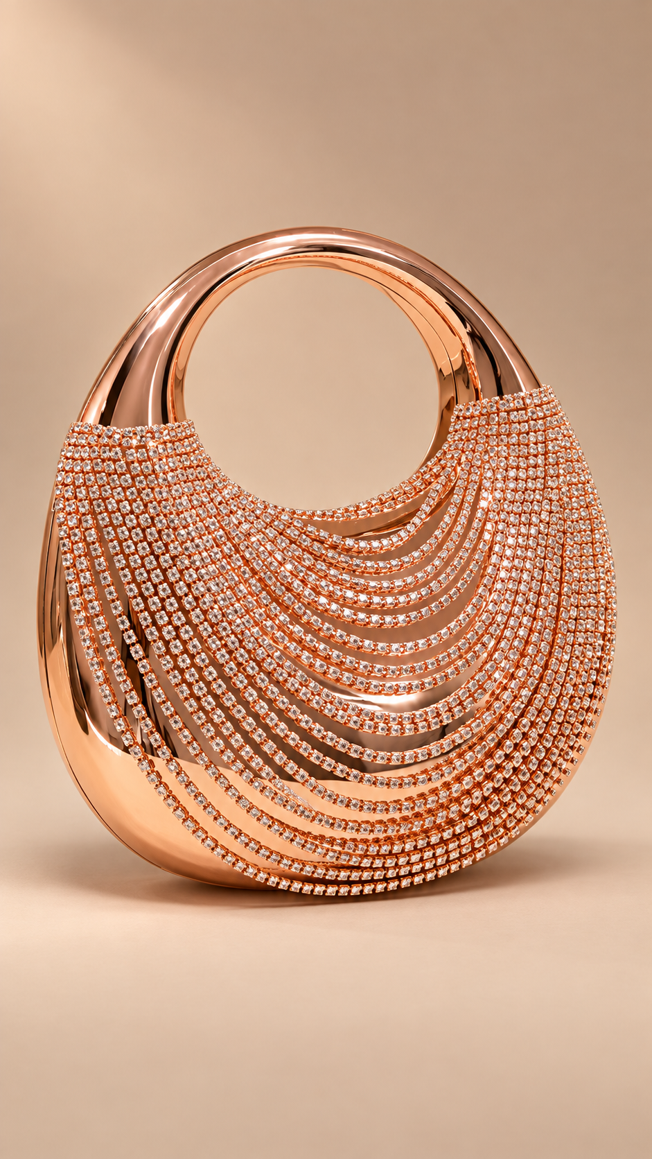 Ondine Draped Crystal Clutch — Rose gold product closed