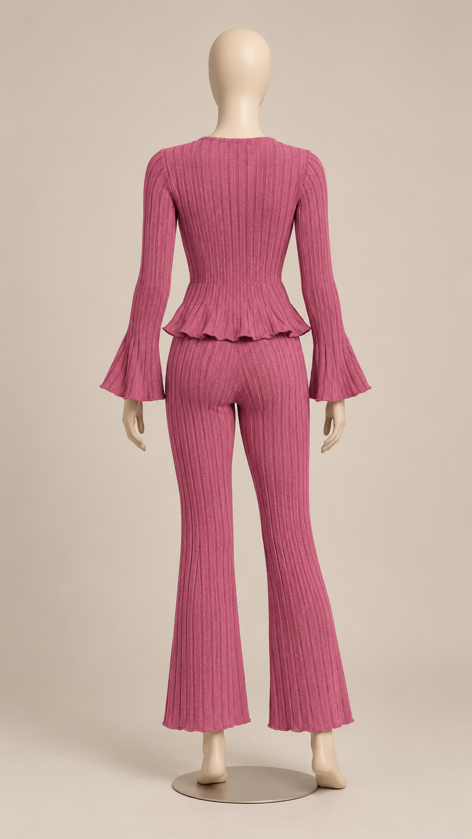 Pascaline Bell-Sleeve Set — Rose Red mannequin back