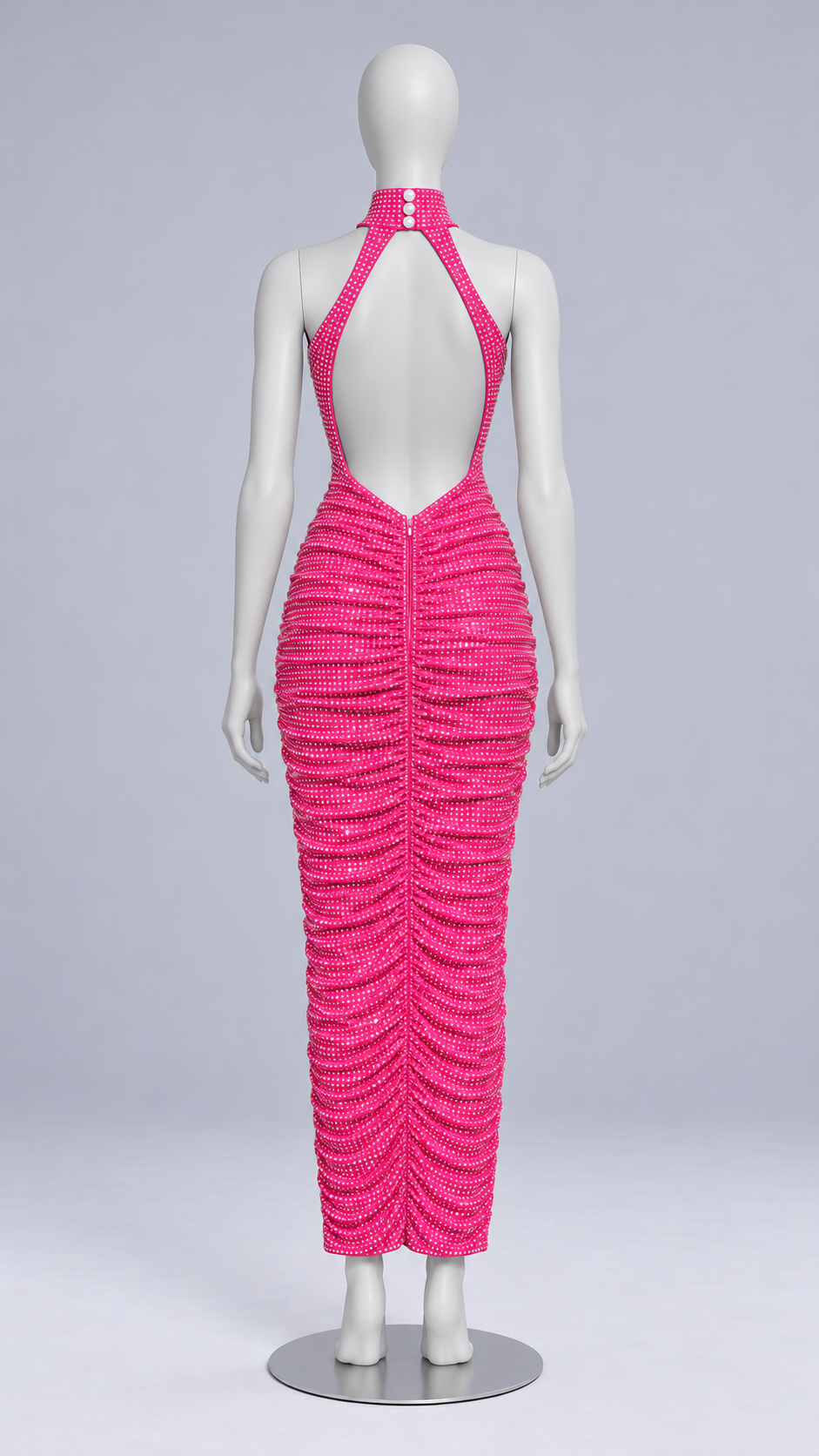 Odile Diamante Halter Maxi — Rose red mannequin back