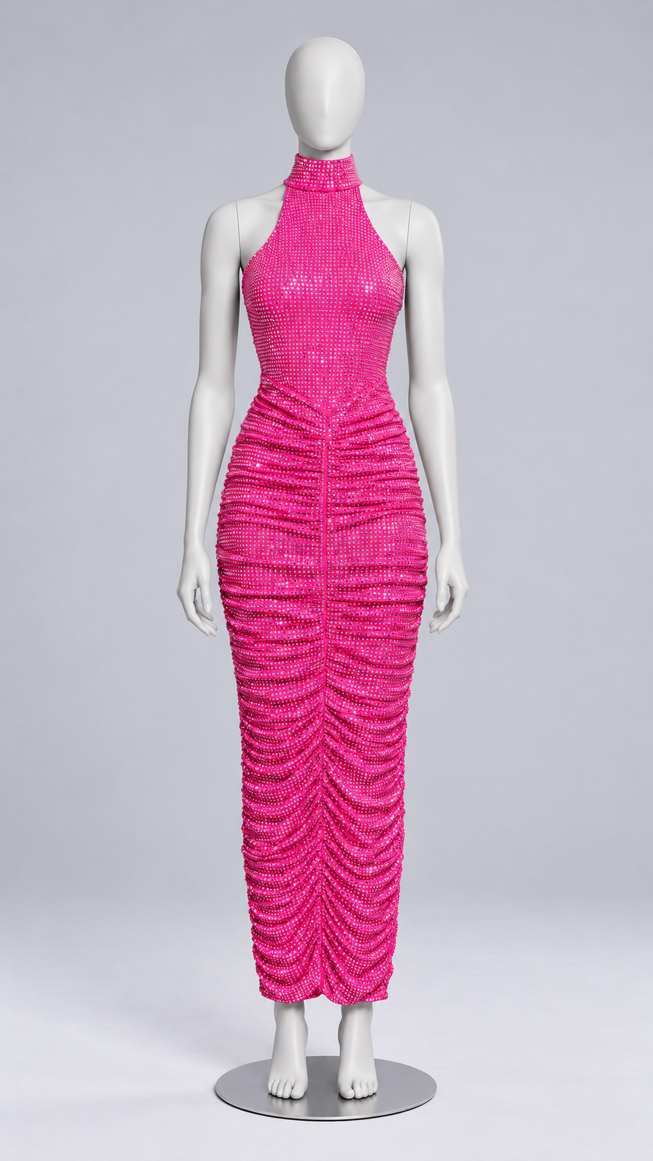 Odile Diamante Halter Maxi — Rose red mannequin front