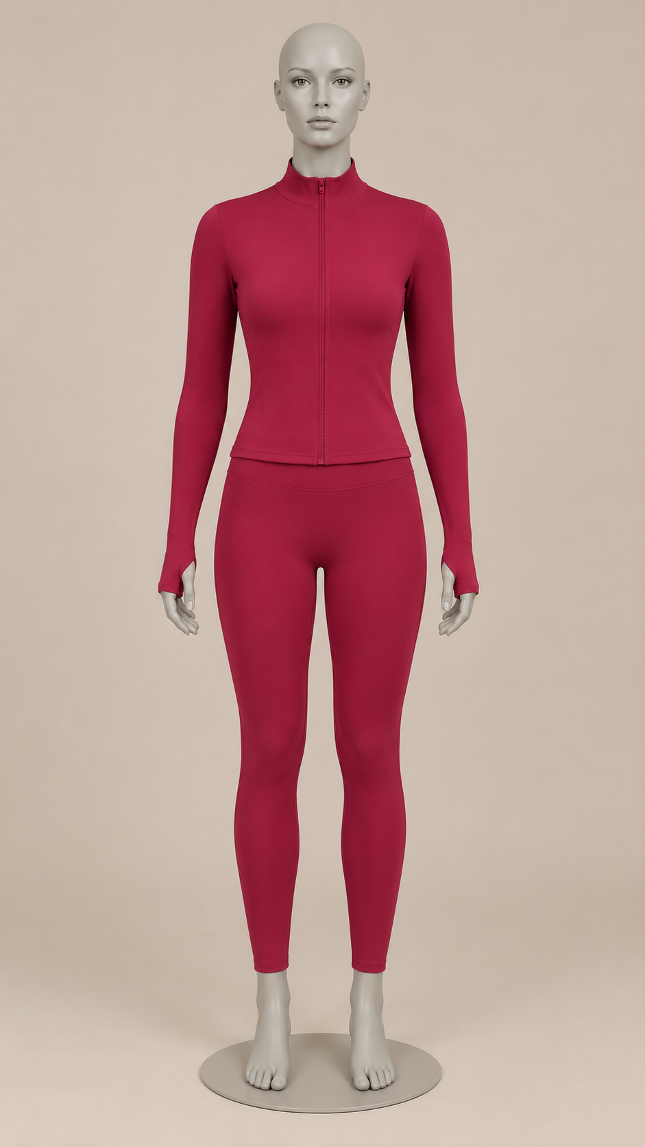 Kalinda Thumbhole Active Set — Rose Red mannequin front