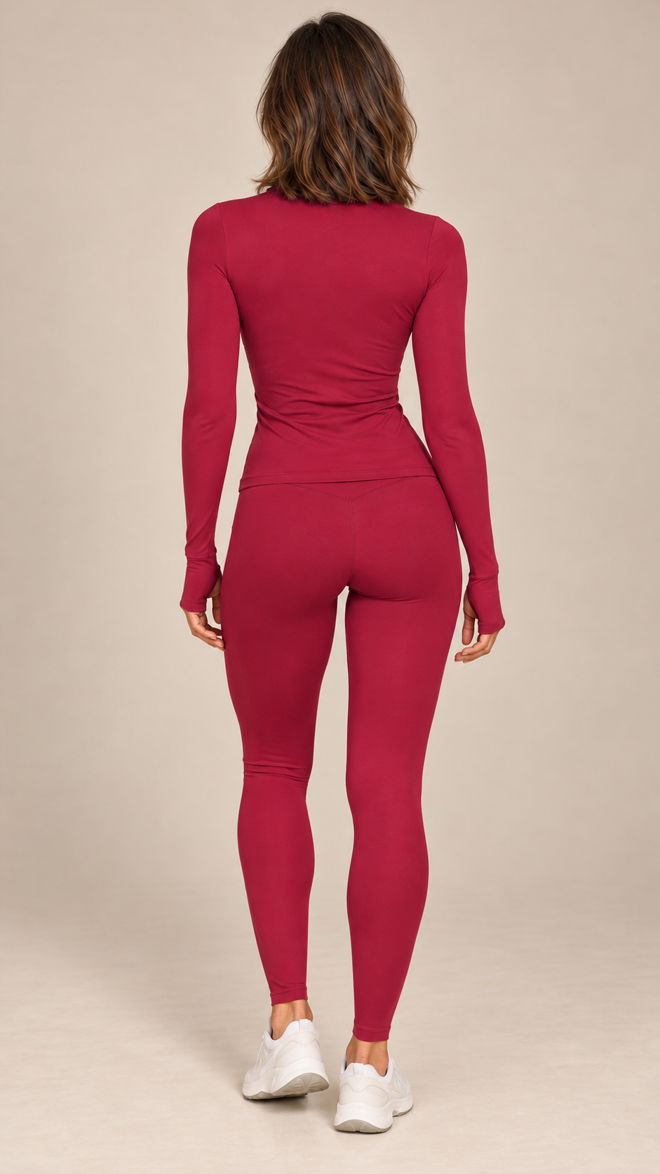 Kalinda Thumbhole Active Set — Rose Red model back