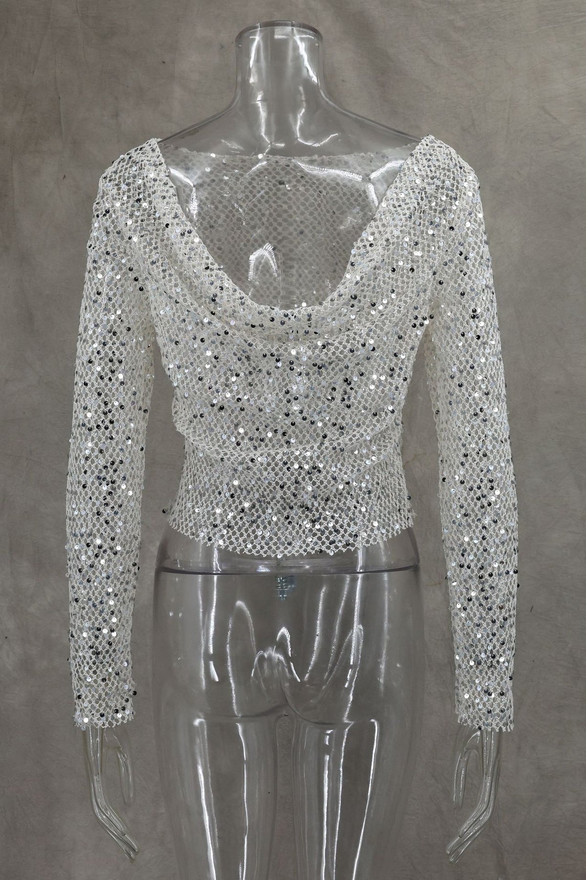 Sequin Mesh Cowl Top