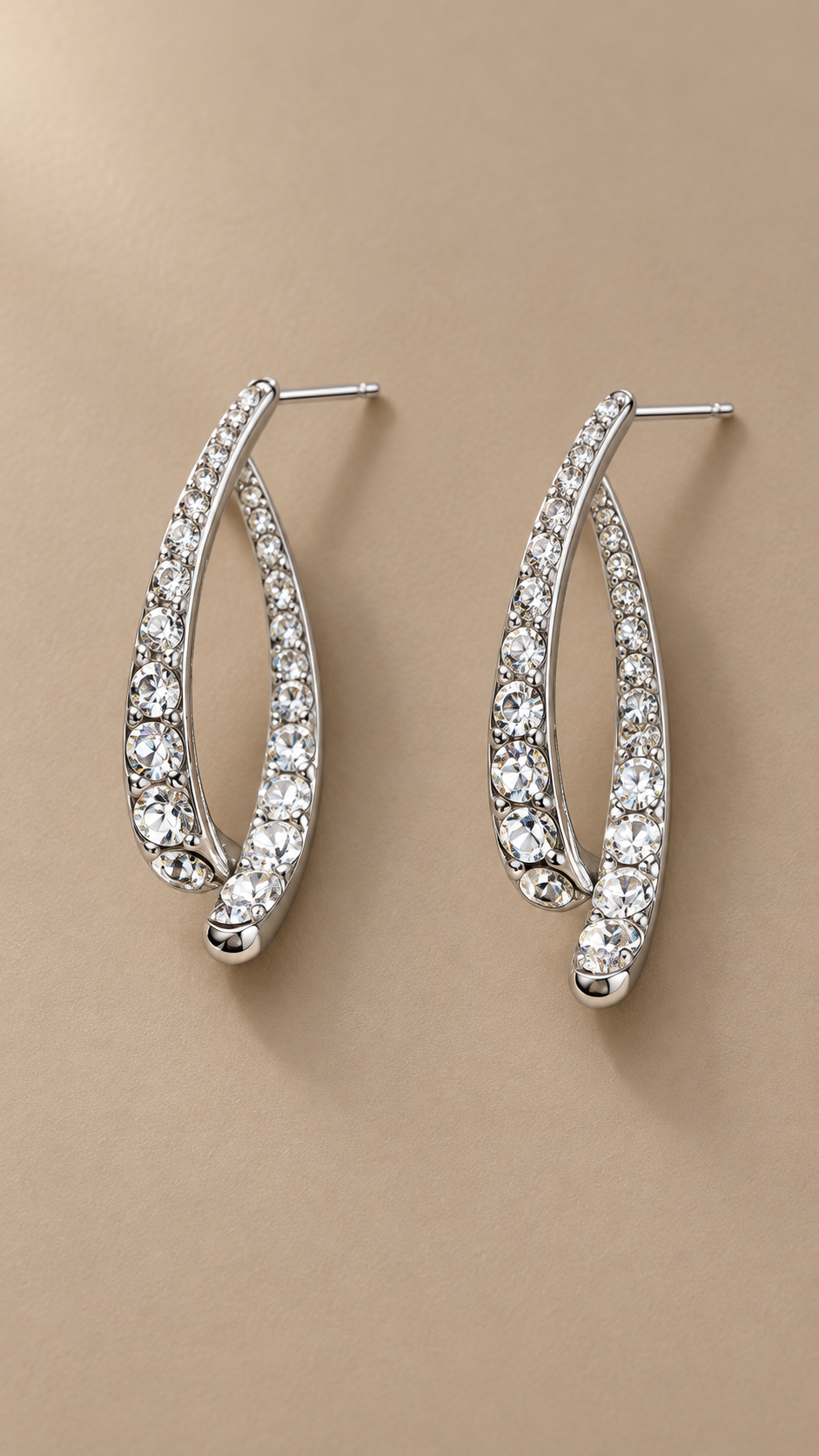 Noemi Pave Crossover Hoops — Silver Crystal product only