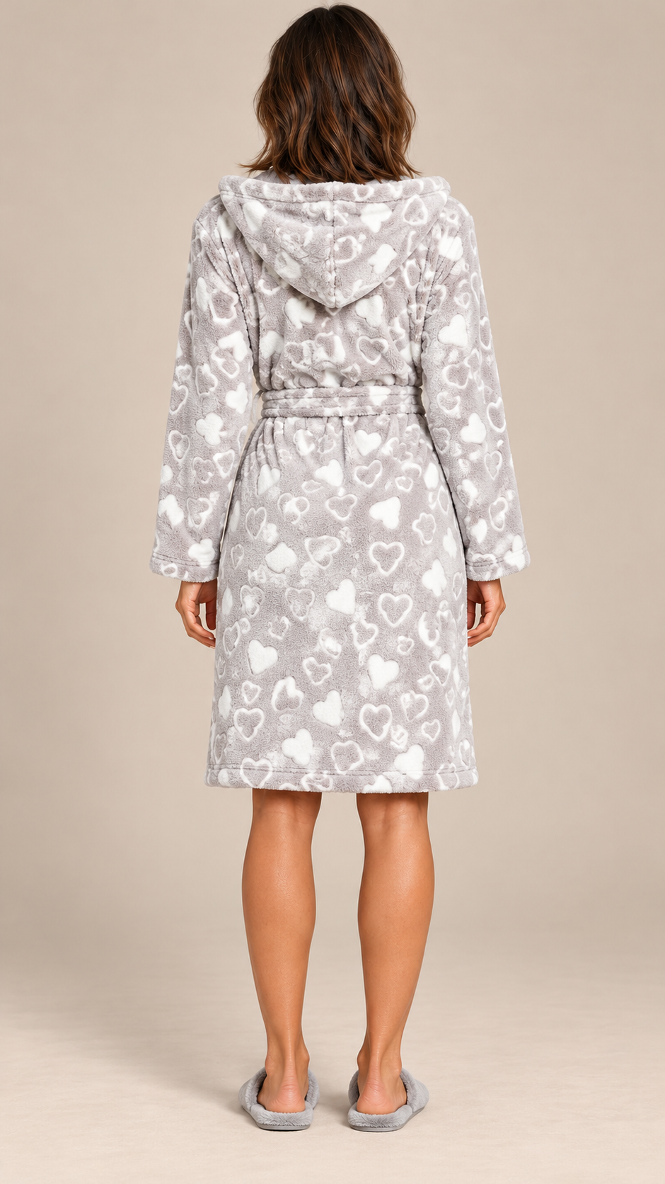 Rosamund Hooded Robe — Silver Heart model back