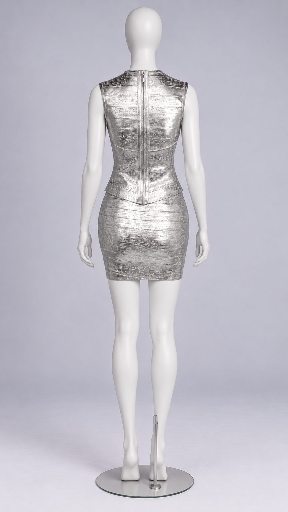 Zinnia Foil Bandage Set — Silver mannequin back
