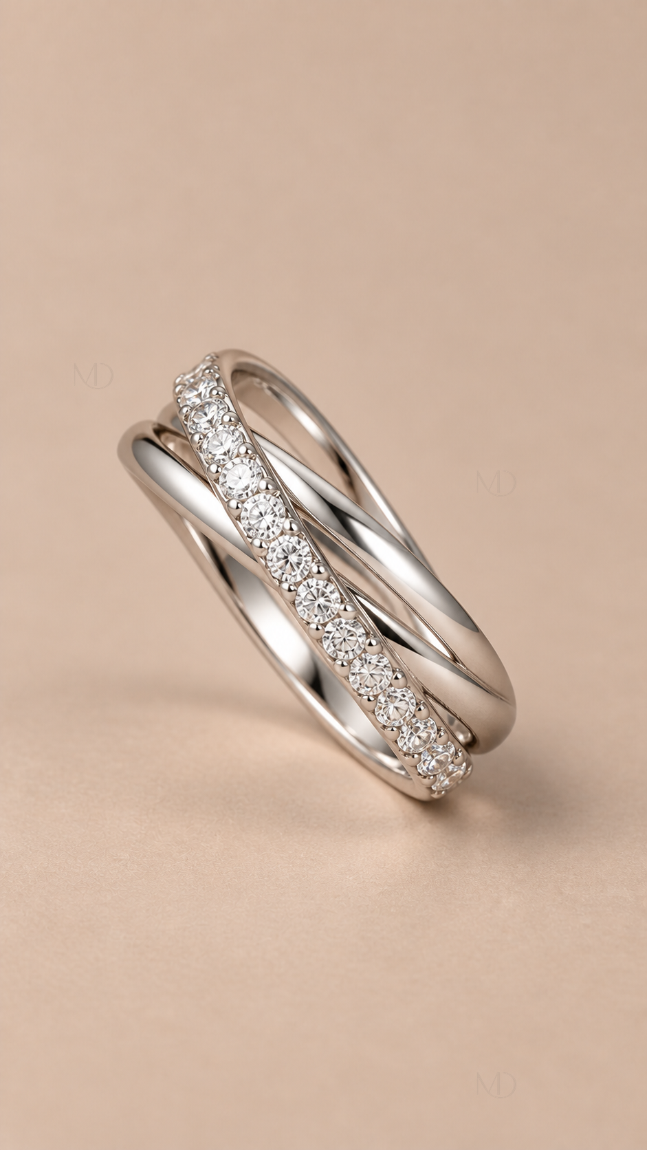 Nova Triple Band Crystal Ring — Silver product only