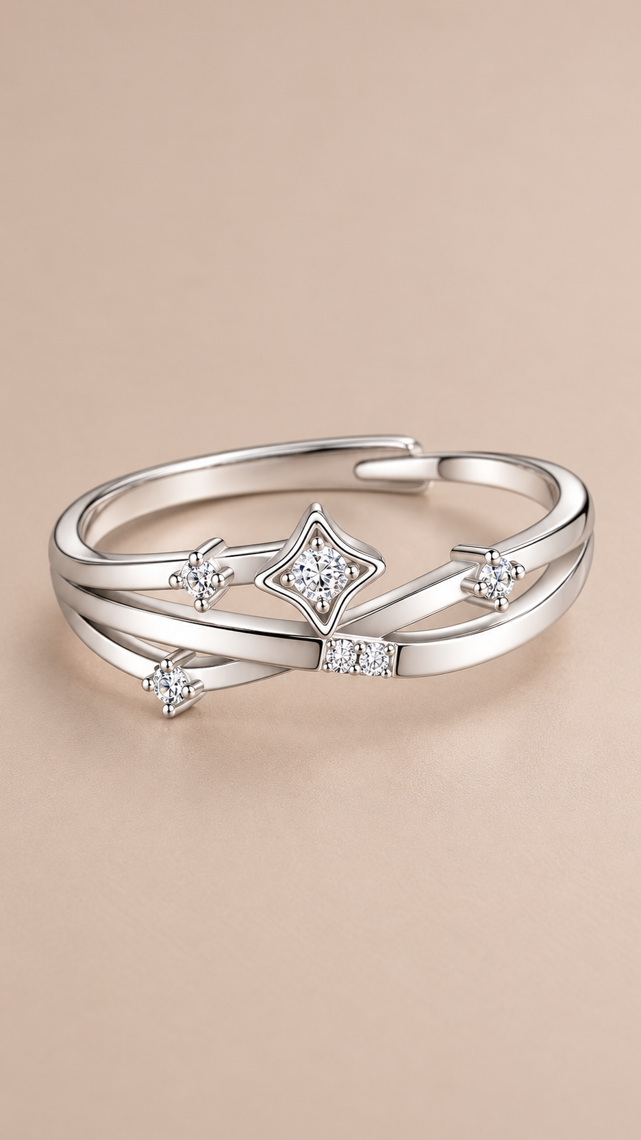 Celestia Four-Point Star Ring — Silver product only