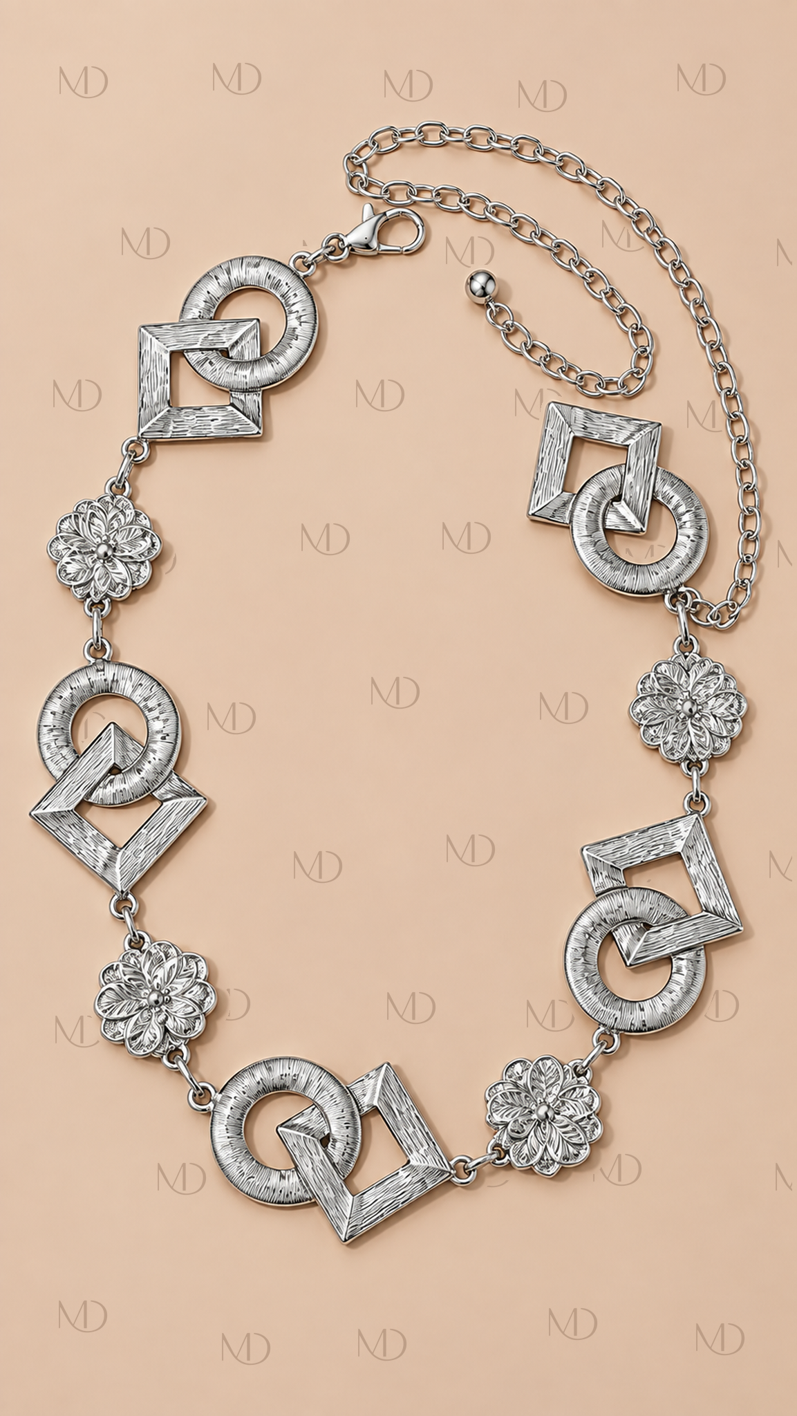 Flora Geometric Waist Chain — Silver product only