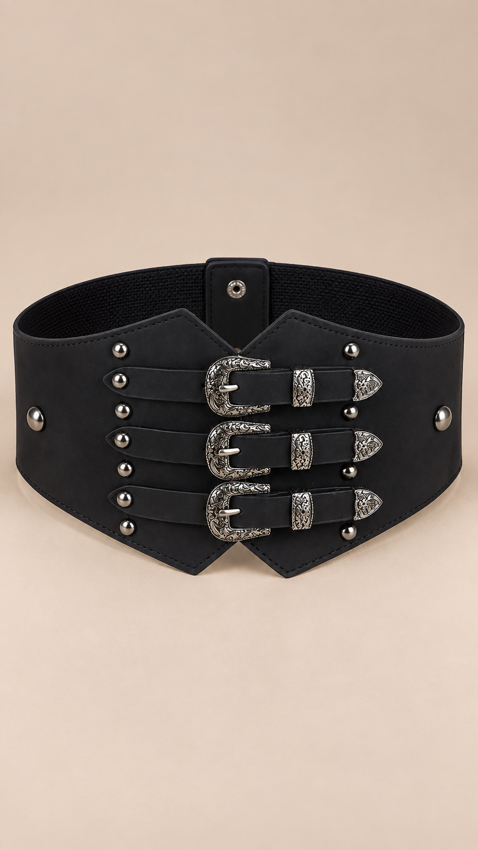 Delphine Triple-Buckle Wide Belt — Silver product only