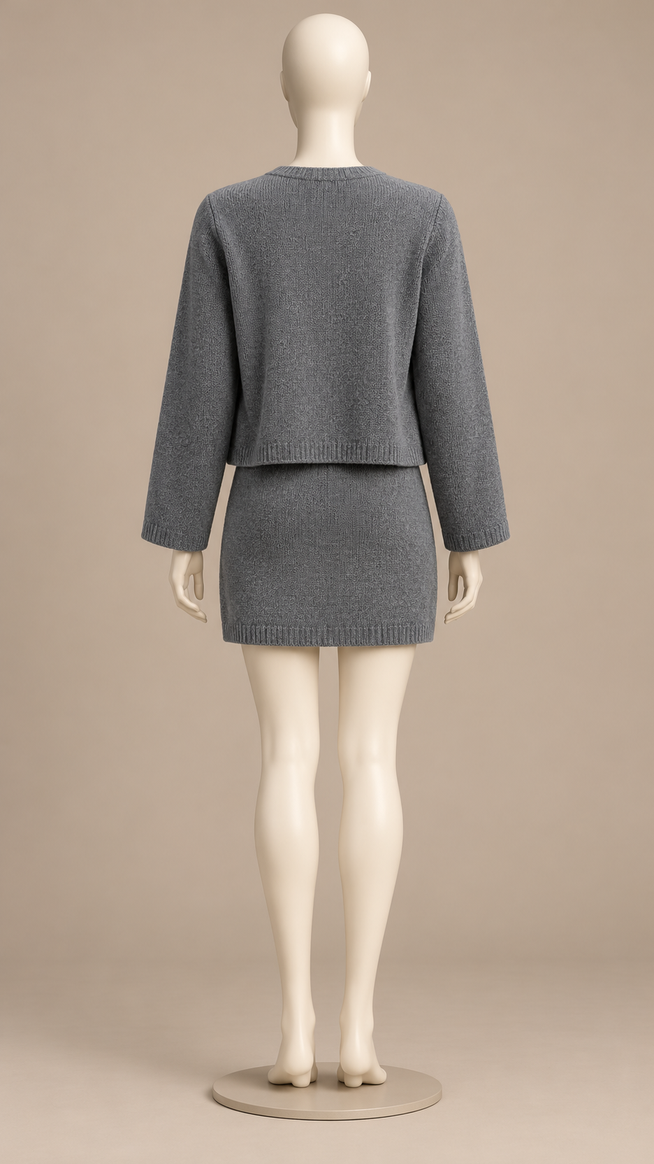 Brisinda Tortoise-Button Knit Set — Slate gray mannequin back