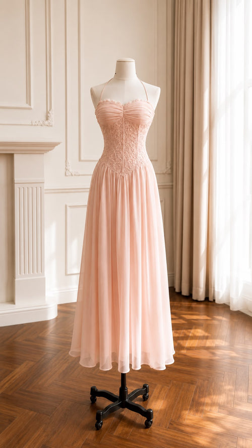 Solenne Backless Halter Maxi Dress