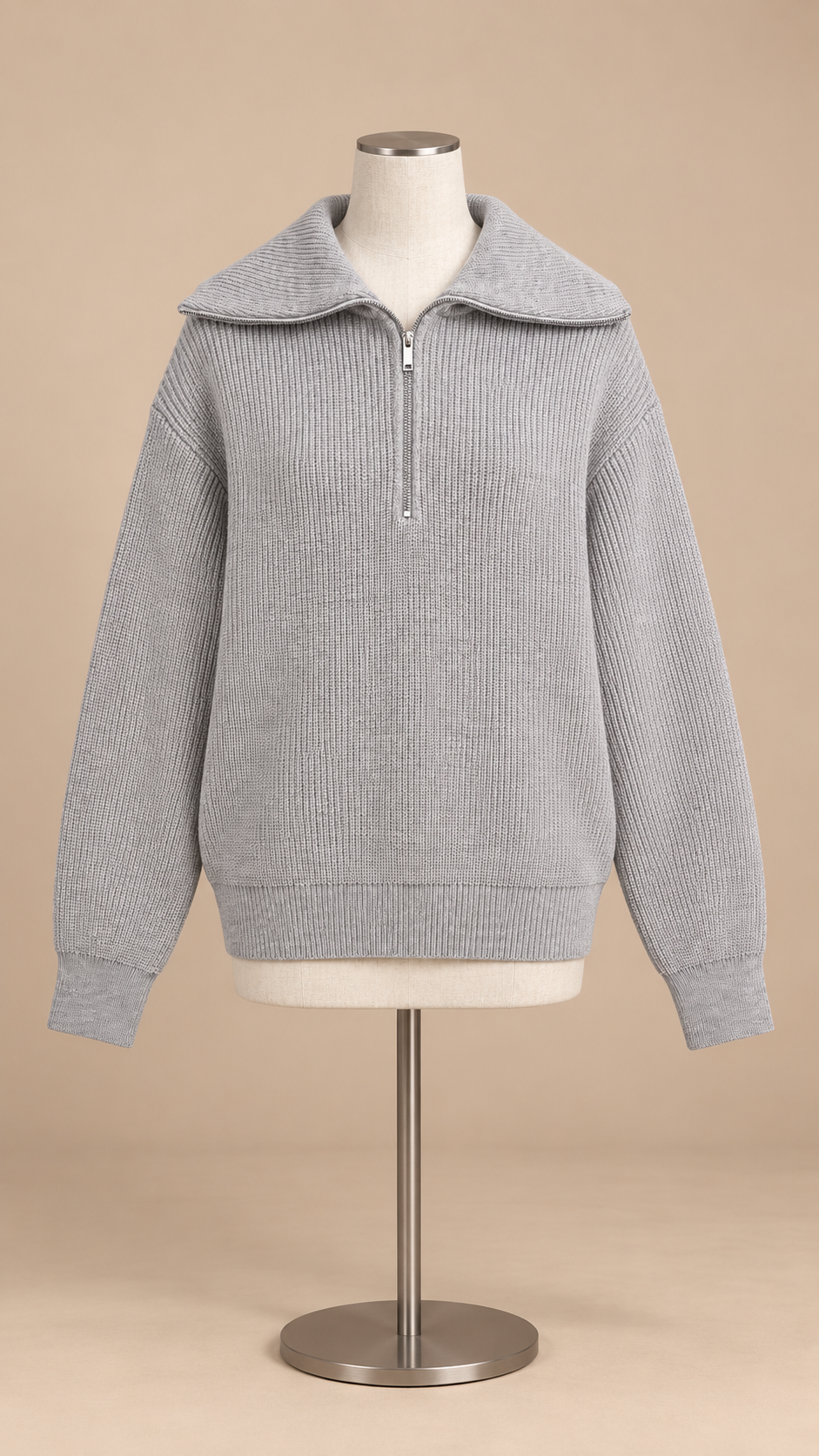 Isadora Half-Zip Sweater — Space gray mannequin front