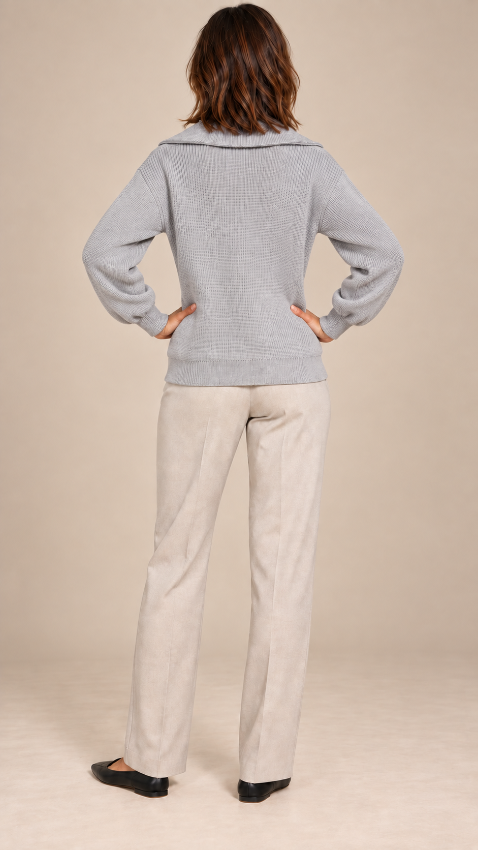 Isadora Half-Zip Sweater — Space gray model back