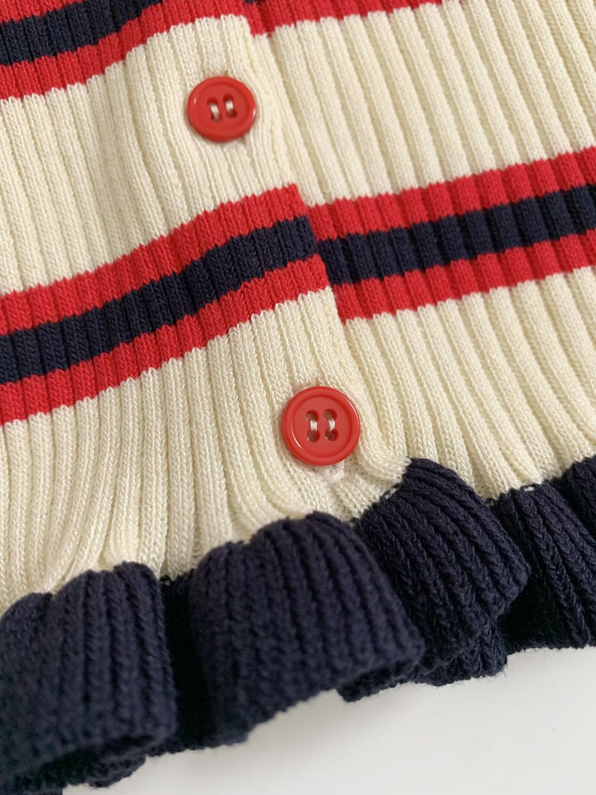 Striped Ribbed Knit Polo Cardigan