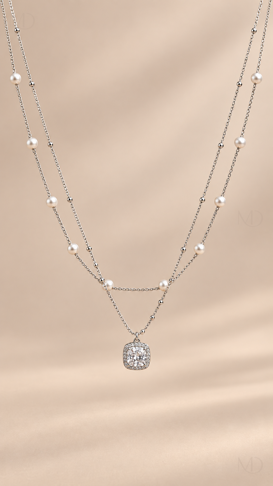 Sucre Double Layer Necklace - Silver product close-up