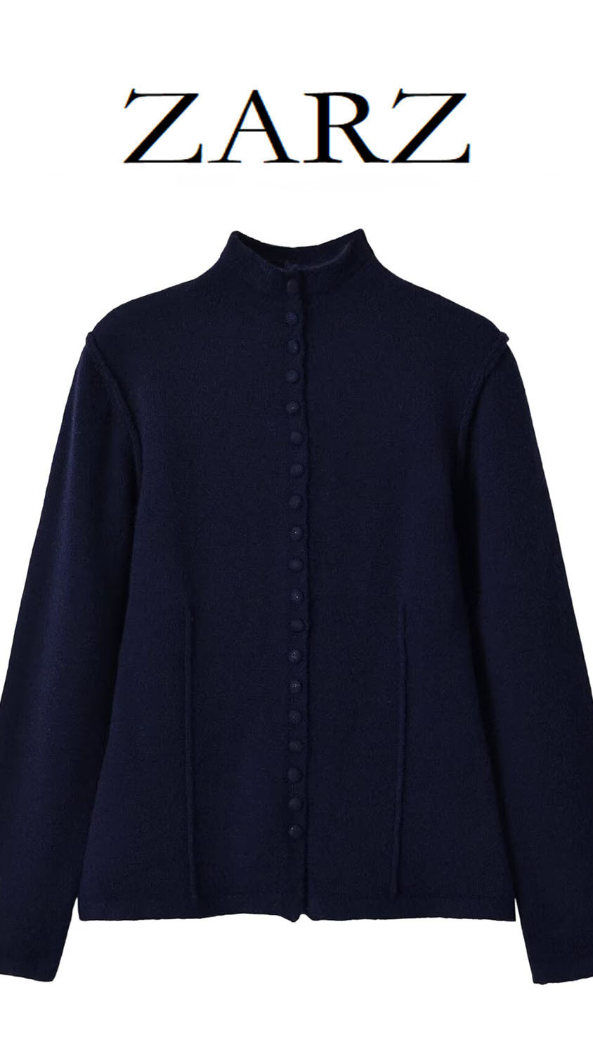 Zarz handmade european and american style new women's fashionable long-sleeved stand collar slim-fit cardigan jacket 2893134 — 1